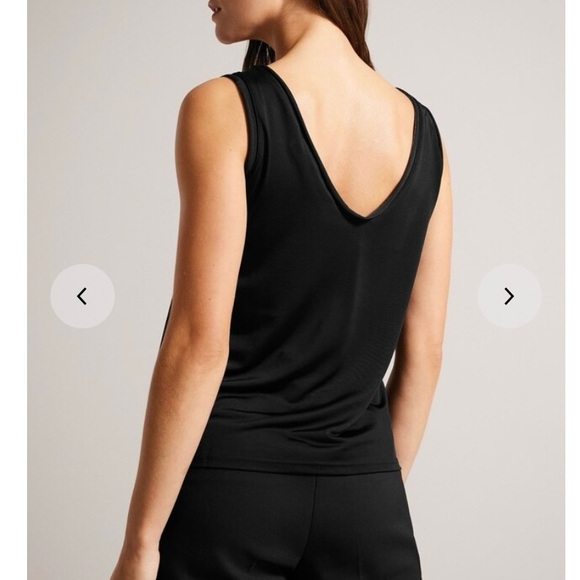 New - Ted Baker Shavon V Neck Tank Top Black with Silver Stitching - Picture 4 of 16